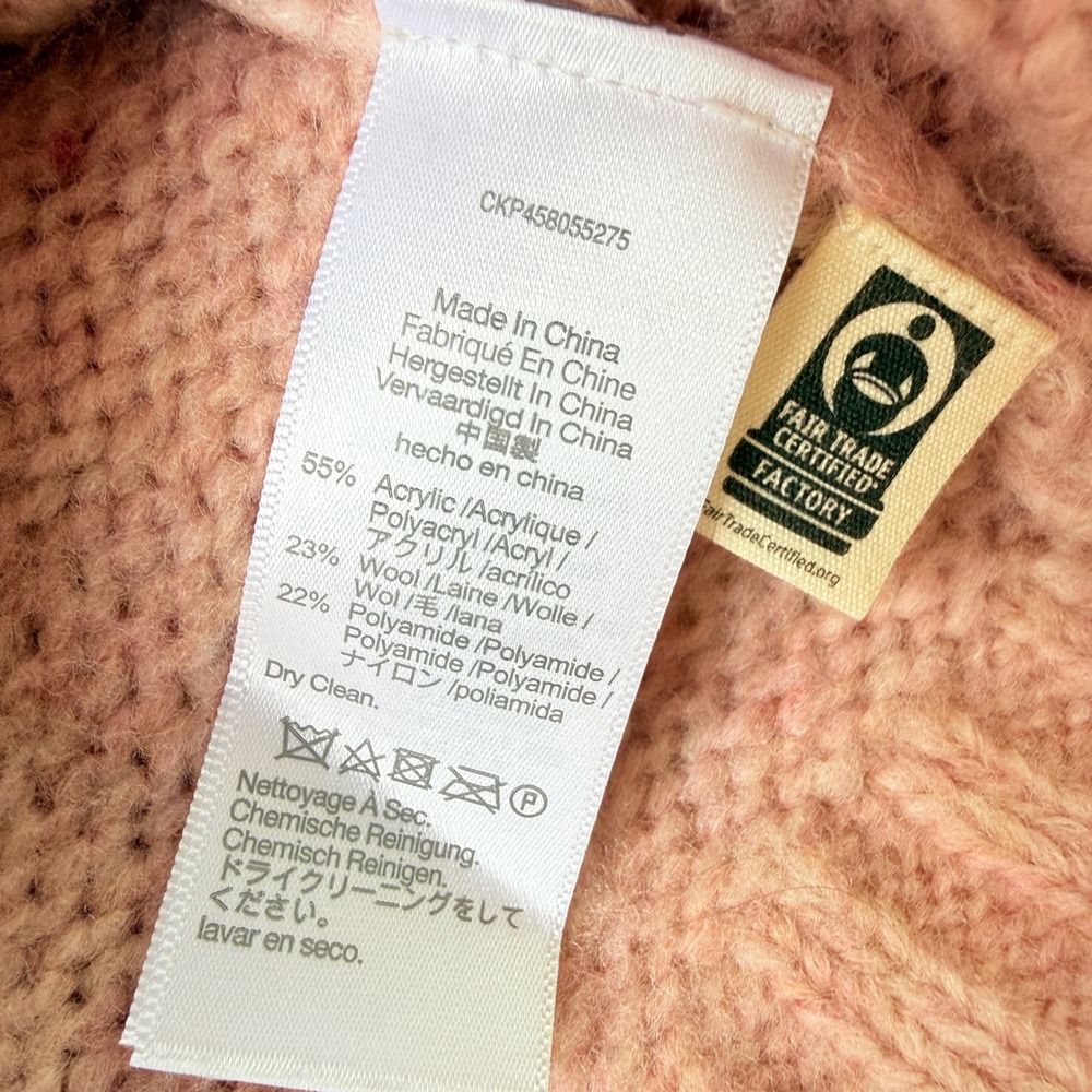 Madewell Harwood Cableknit Mockneck Cardigan Sweater Heather Blush Pink NC660 XS - Picture 9 of 11